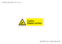 slippery surface warning symbol in warning triangle Text: 